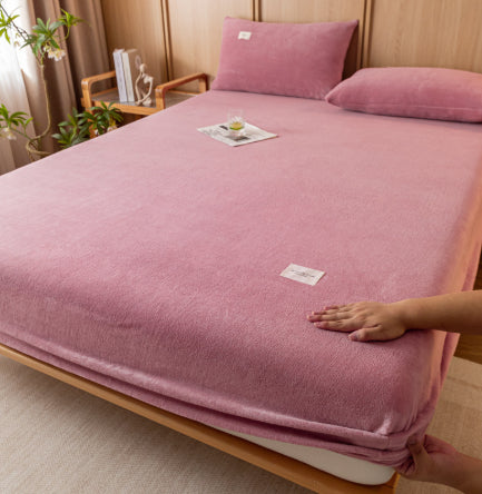 Milk Fiber Single-piece All-inclusive Non-slip Coral Flannel Sets Fitted Sheet