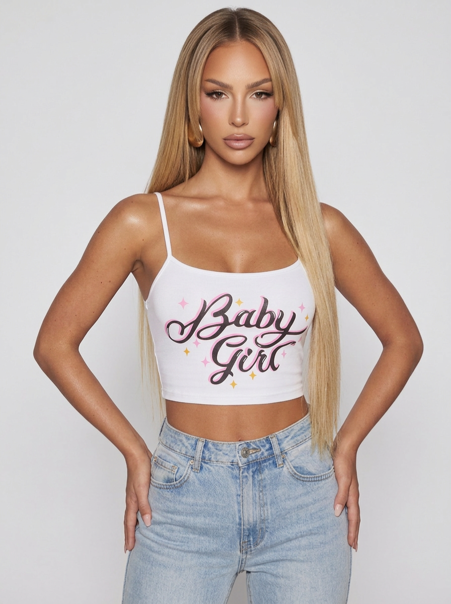 Sweet Baby Girl Starry Crop Tank Top For Women