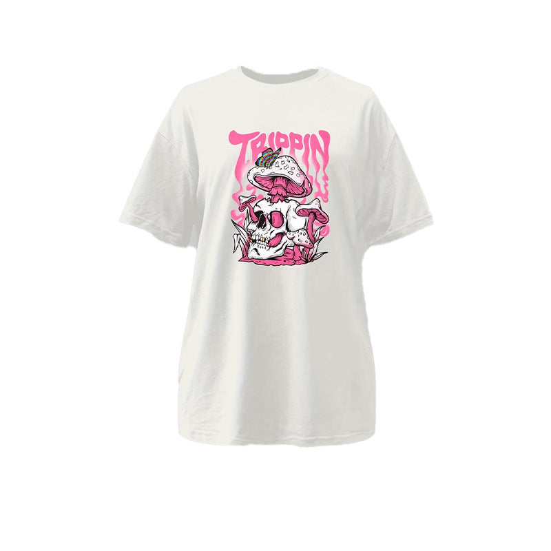 Women's Loose Casual Retro Skull Print Top