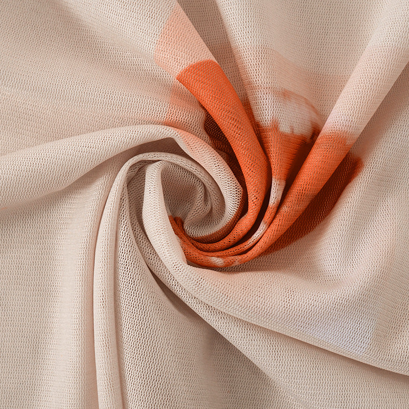 Round Collar Gauze Printed Short Sleeveless Slim T-shirt For Women