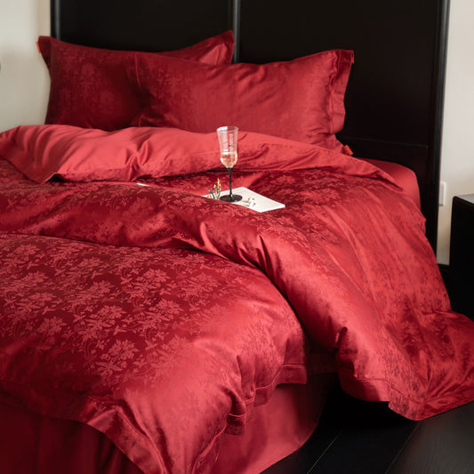 Modern Entry Lux Style Cotton Jacquard Wedding Four-piece Set