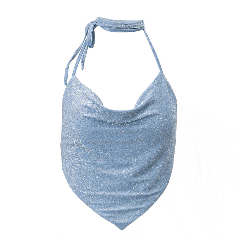 Hot Girl Rhinestone Halter Spaghetti Straps Fashion Slim Vest