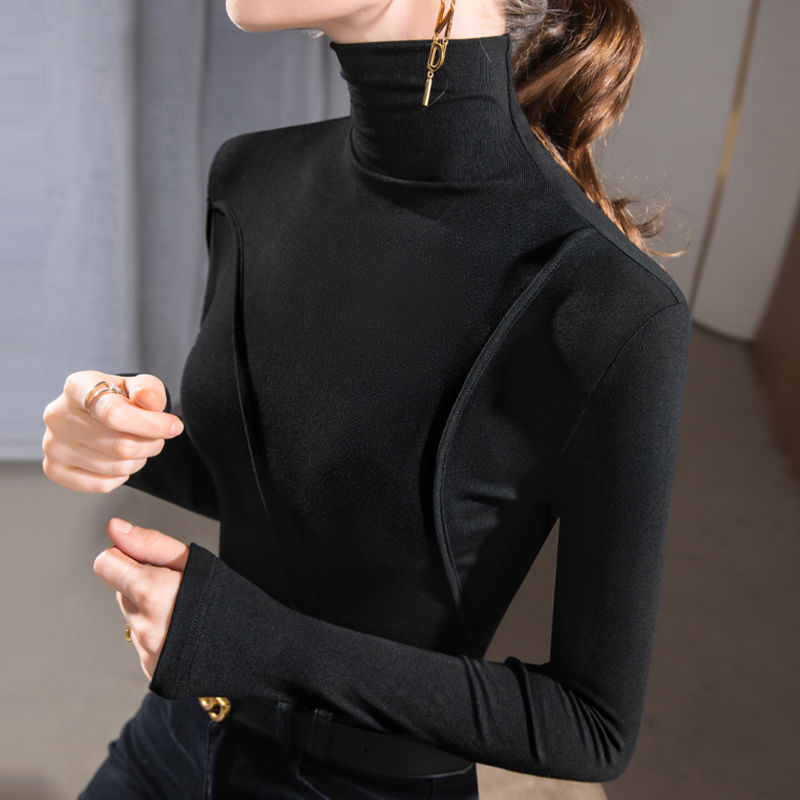 Women's Fashionable Irregular Turtleneck Bottoming Shirt