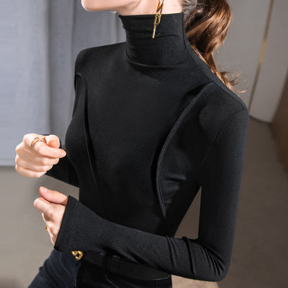 Women's Fashionable Irregular Turtleneck Bottoming Shirt