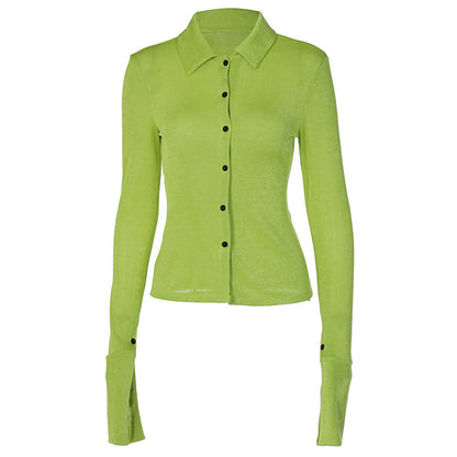 Temperament Flare Sleeves Solid Color Cardigan Top For Women