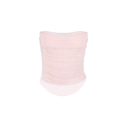 Women's Clothes Mesh Hot Girl Tube Top Midriff Outfit Fishbone Bra