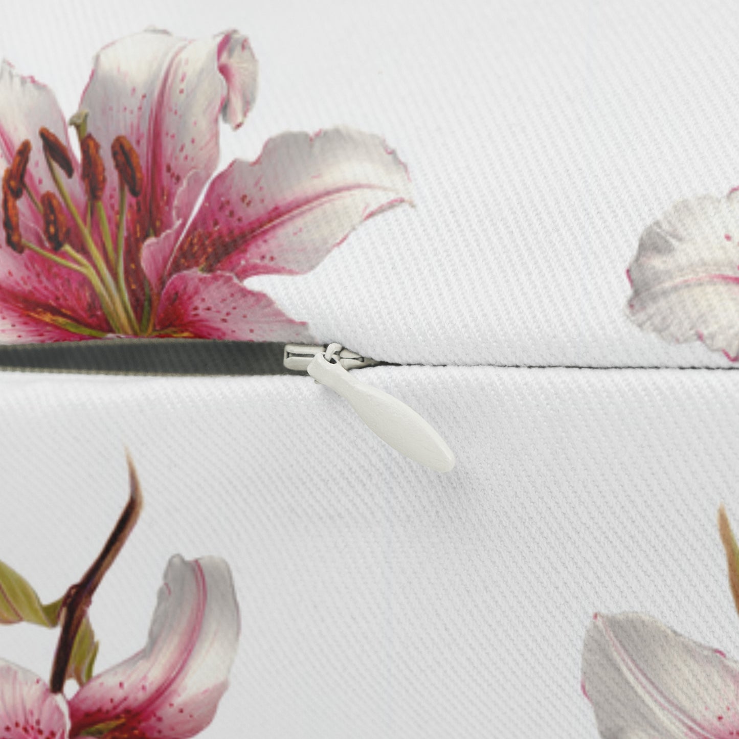 Floral Pink Lily Lumbar Pillow — Watercolor Botanical Accent Cushion