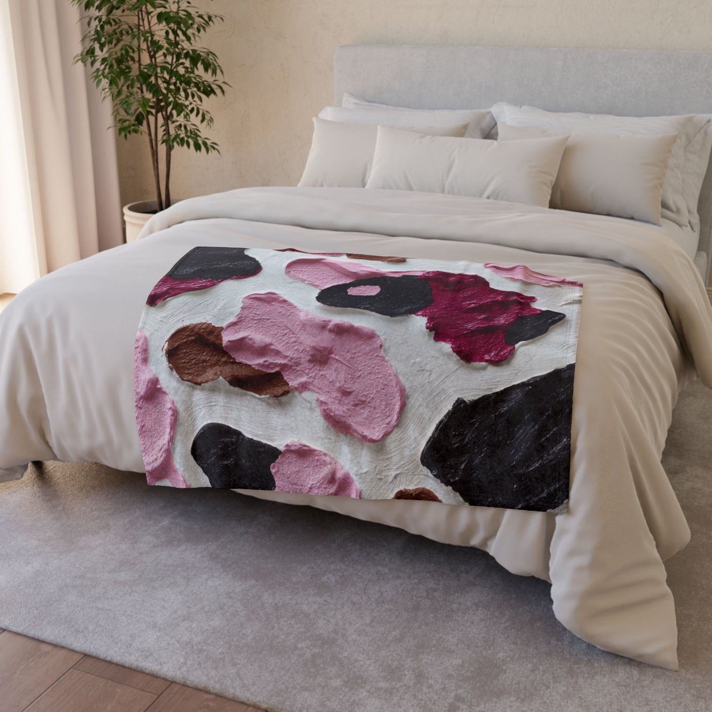 Cozy Plush Cow Print Blanket