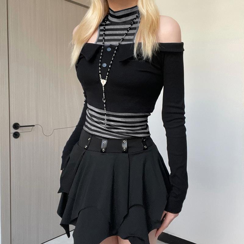 Sexy Spicy Girl Stripe Off Shoulder Lace Dress