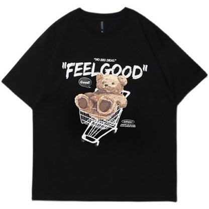 Women's Loose Retro High Street Hip Hop Student Half Sleeve Top
