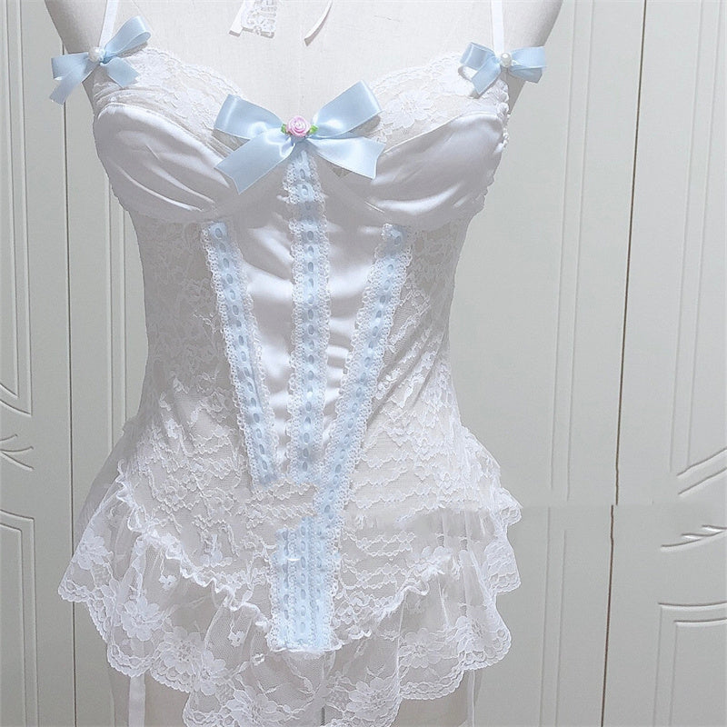 Women's Fashion Satin Lace Corset Hand-made Small Sling