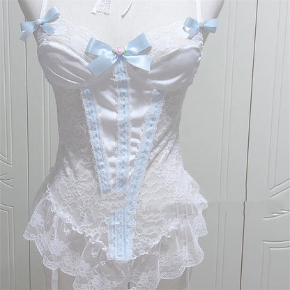 Women's Fashion Satin Lace Corset Hand-made Small Sling