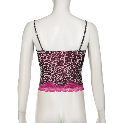 Lace Stitching Sexy V-neck Sling Vest