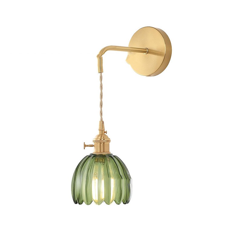 Retro Japanese Style Copper Glass Amber Chandelier