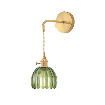 Retro Japanese Style Copper Glass Amber Chandelier