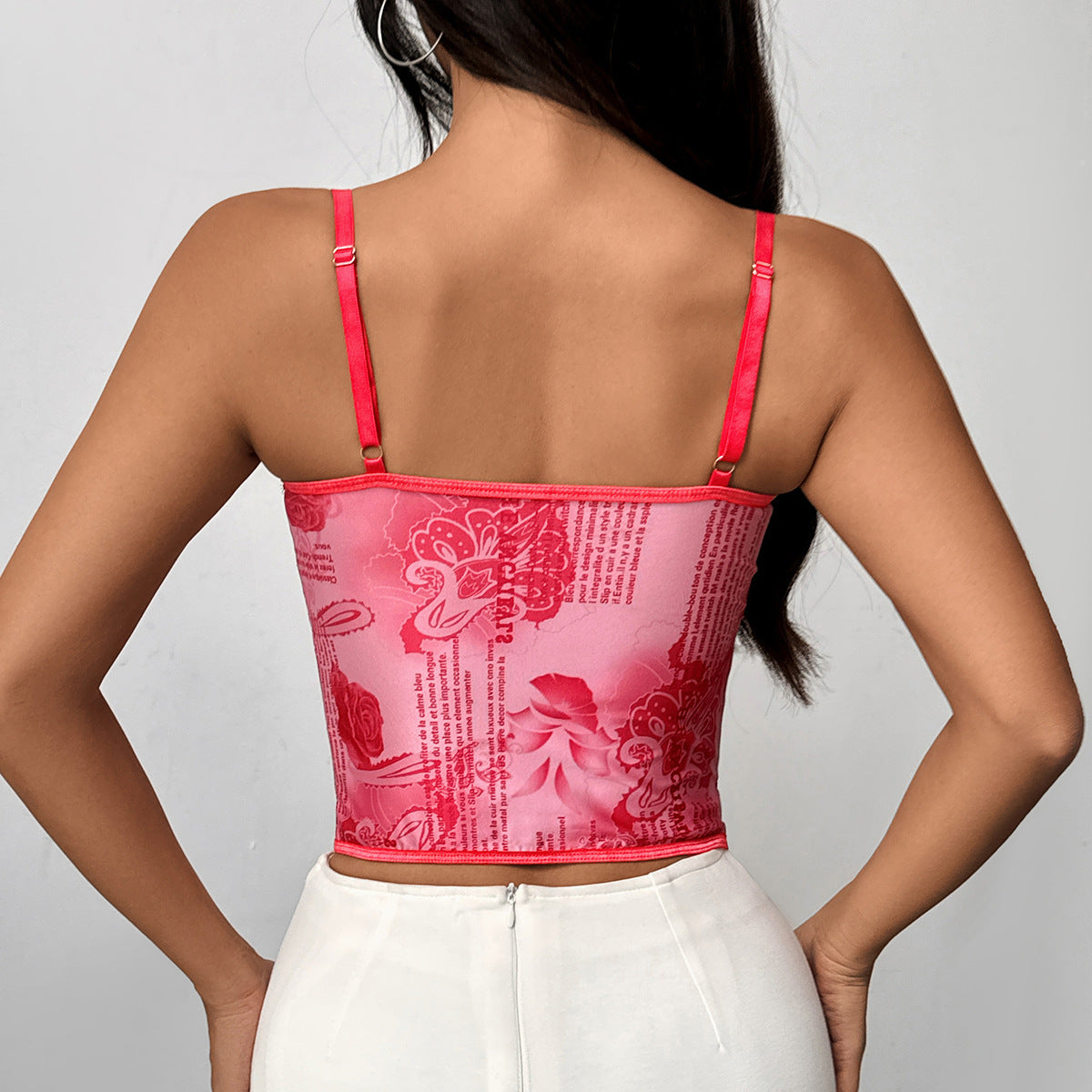 Hot Girl Street Style Lace Fishbone Slim-fit Tank Top