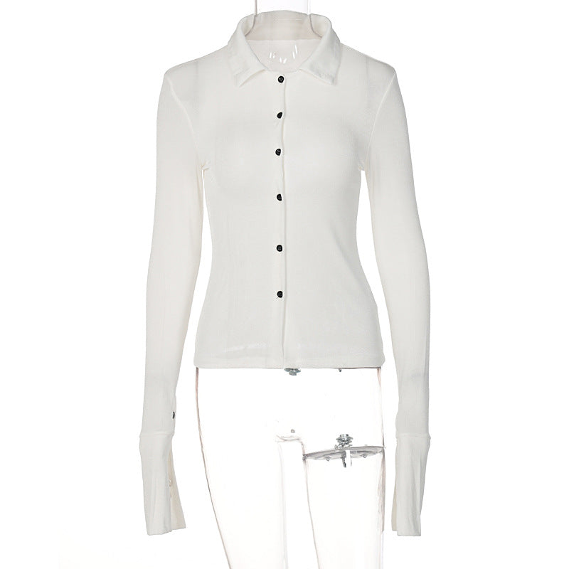 Temperament Flare Sleeves Solid Color Cardigan Top For Women