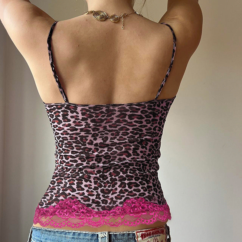 Lace Stitching Sexy V-neck Sling Vest