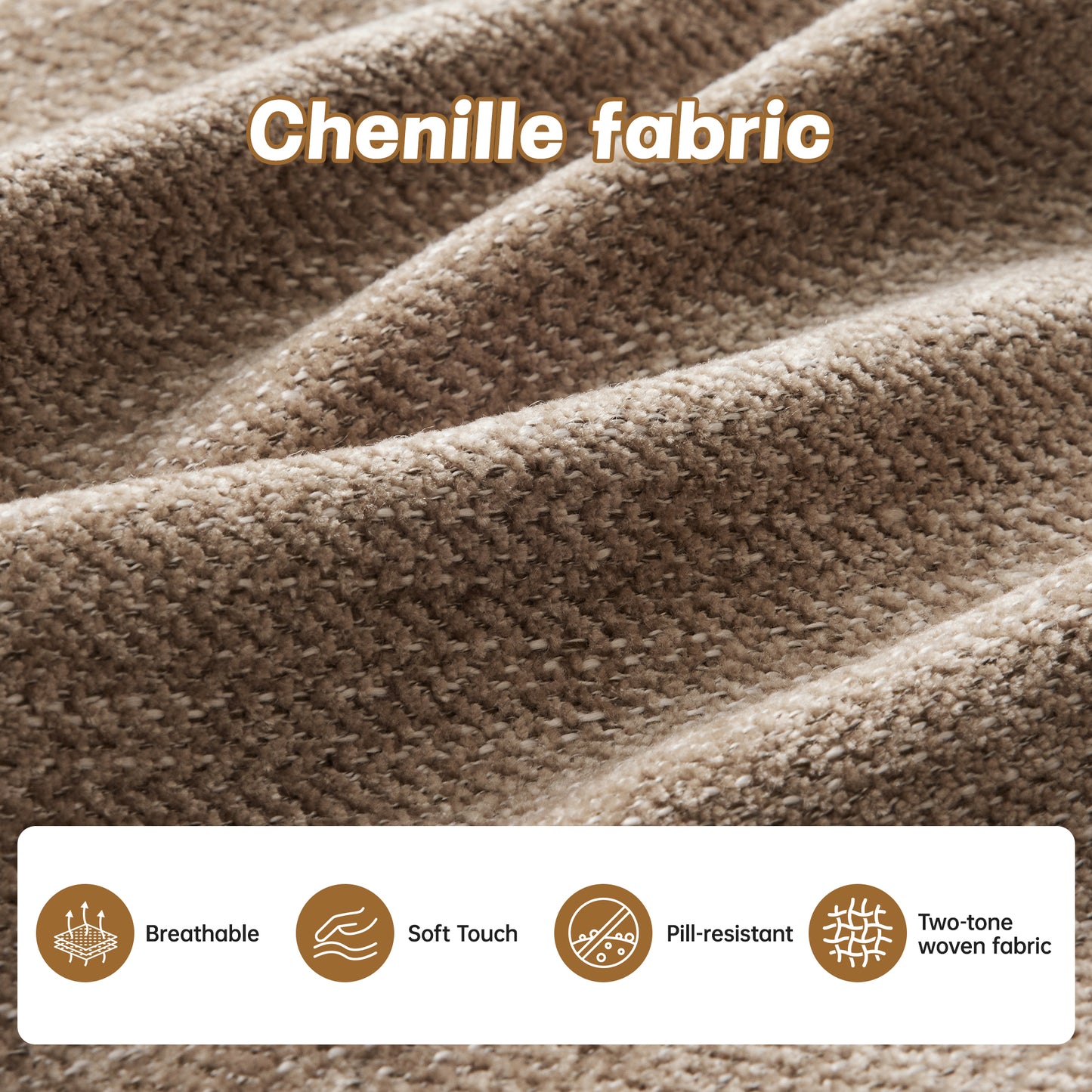 Loveseat Cloud Sectional Couches Chenille Fabric,Quilted Pleated Design, Ergonomic Design,High-Density Foam Easy Install Elegant Armrests High Quality Wooden Base,Fits Living Rooms,Camel