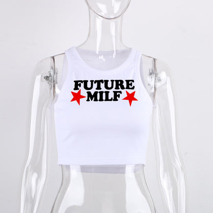 Tight Letter Printed T Shirt Vest