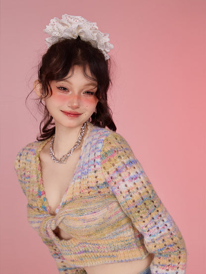 Women's Hollow-out Twisted Collar Long-sleeved Sweater