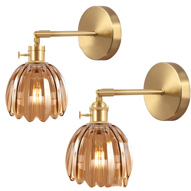 Retro Japanese Style Copper Glass Amber Chandelier