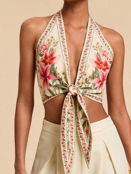 Women's Fashion Casual Backless Printed Camisole