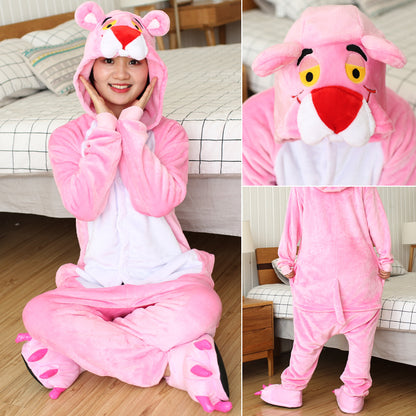 Flannel Cartoon Animal One Piece Pajamas