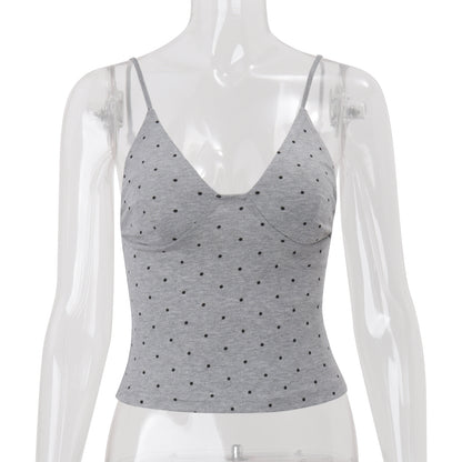 Womens Stylish Polka-Dot Sexy Slim-Fit Camisole Top