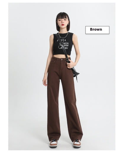 Brown Coffee Color Wide Leg Daddy Soft Straight Jeans