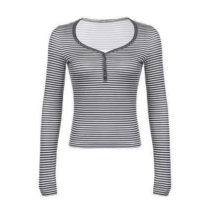 Women's American-style Midriff-baring Long Sleeve Bottoming Shirt