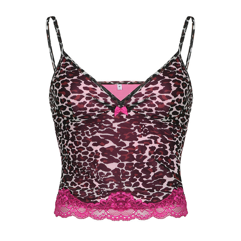 Lace Stitching Sexy V-neck Sling Vest