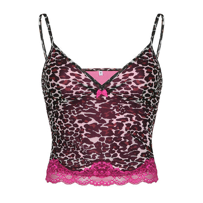 Lace Stitching Sexy V-neck Sling Vest
