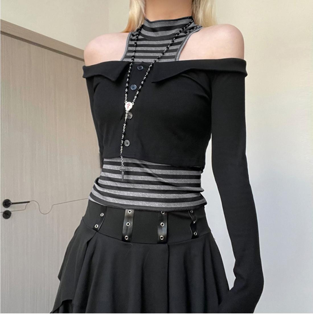 Sexy Spicy Girl Stripe Off Shoulder Lace Dress