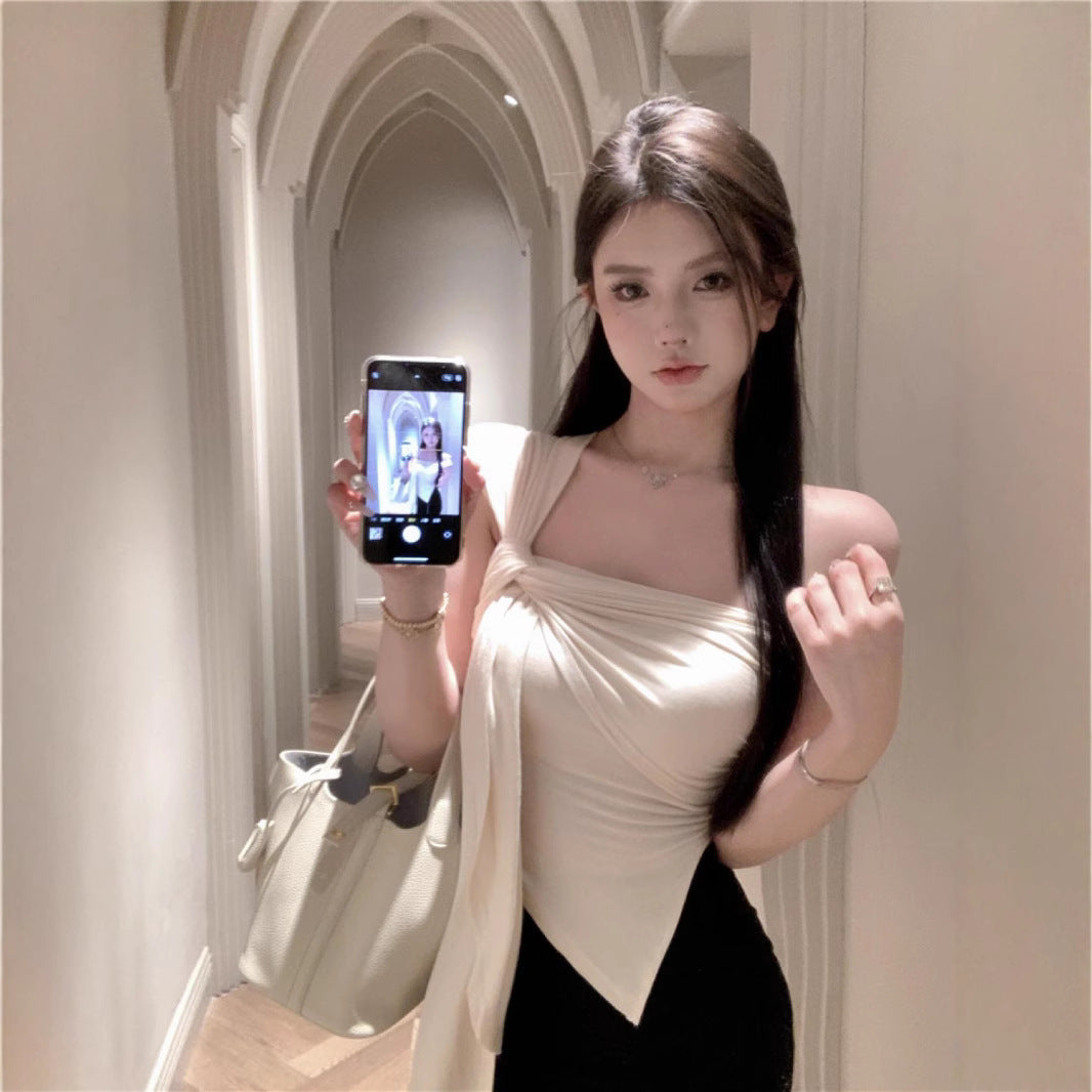 Spicy Girl Style Cropped Irregular Off-the-Shoulder Camisole For Women
