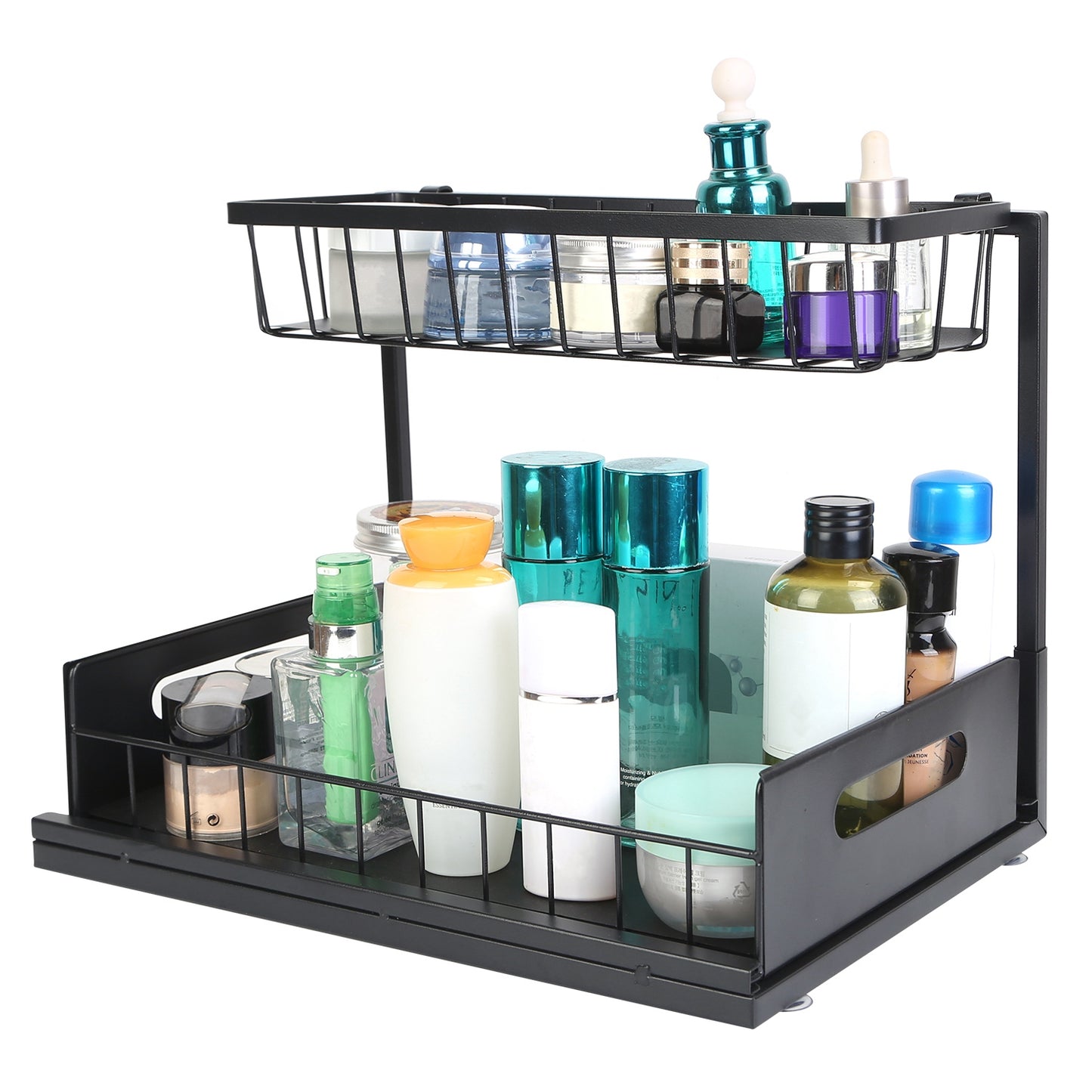 2 Tier Under Sink Organizers Pull Out Under Cabinet Basket Storage Shelf Sliding Drawer For Kitchen Bathroom