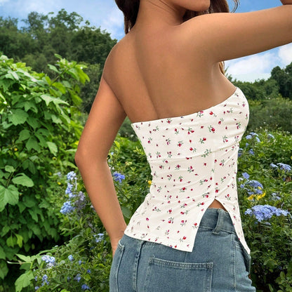 Women's Fashion Short Floral Bustier Top