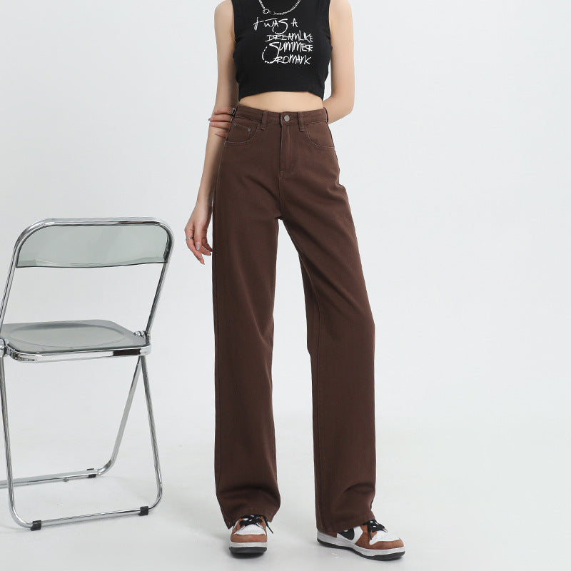 Brown Coffee Color Wide Leg Daddy Soft Straight Jeans