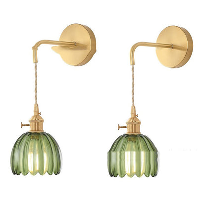 Retro Japanese Style Copper Glass Amber Chandelier