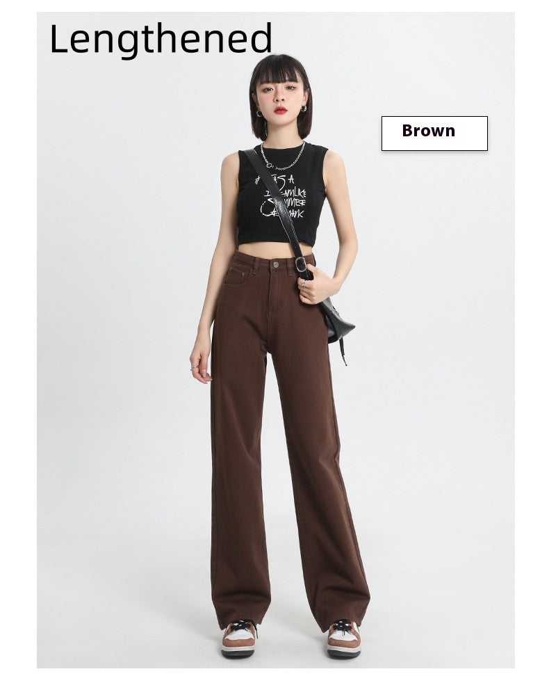 Brown Coffee Color Wide Leg Daddy Soft Straight Jeans