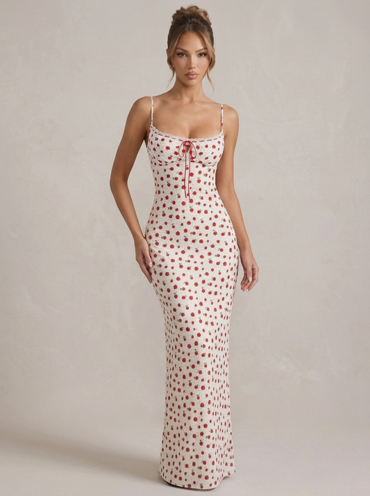 Floral Print Lace Trimmed Cami Dress