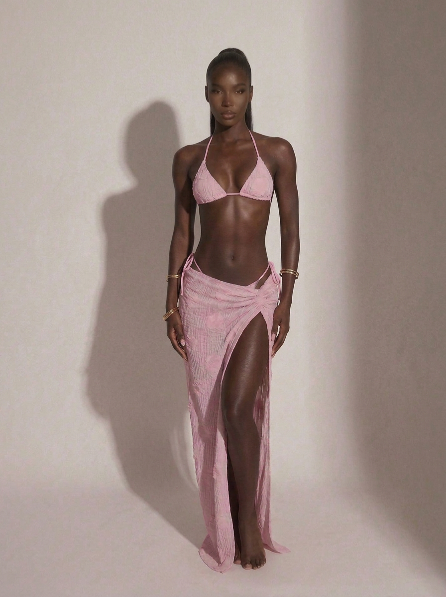 Women's Halter Bikini High Slit Three-piece Set