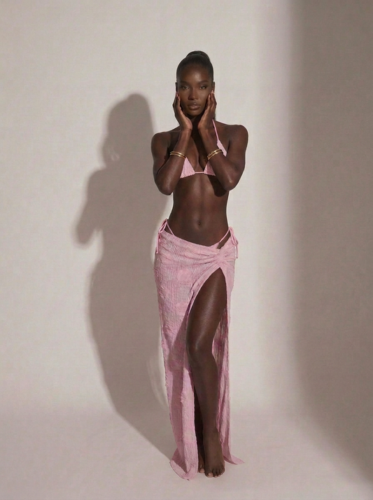 Women's Halter Bikini High Slit Three-piece Set