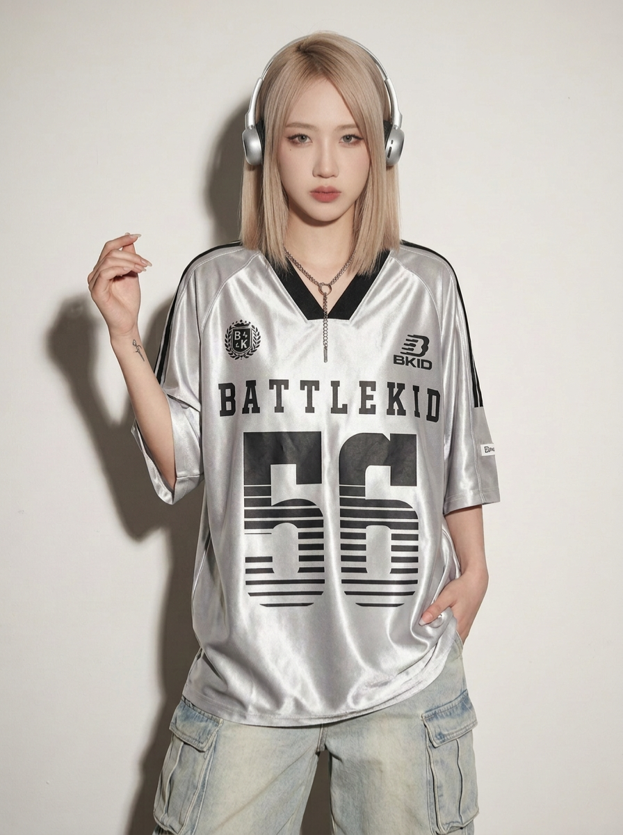 V-neck Raglan Sleeve Ice Short Sleeve T-shirt Casual Sports Jersey