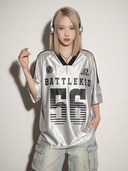 V-neck Raglan Sleeve Ice Short Sleeve T-shirt Casual Sports Jersey