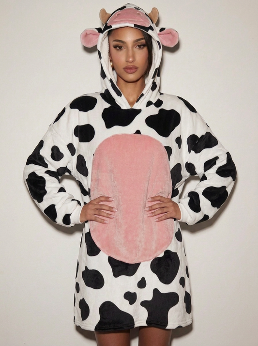 Cow Digital Printing Women's Cute Silver Fox Down