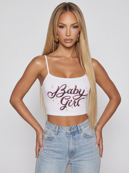 Sweet Baby Girl Starry Crop Tank Top For Women