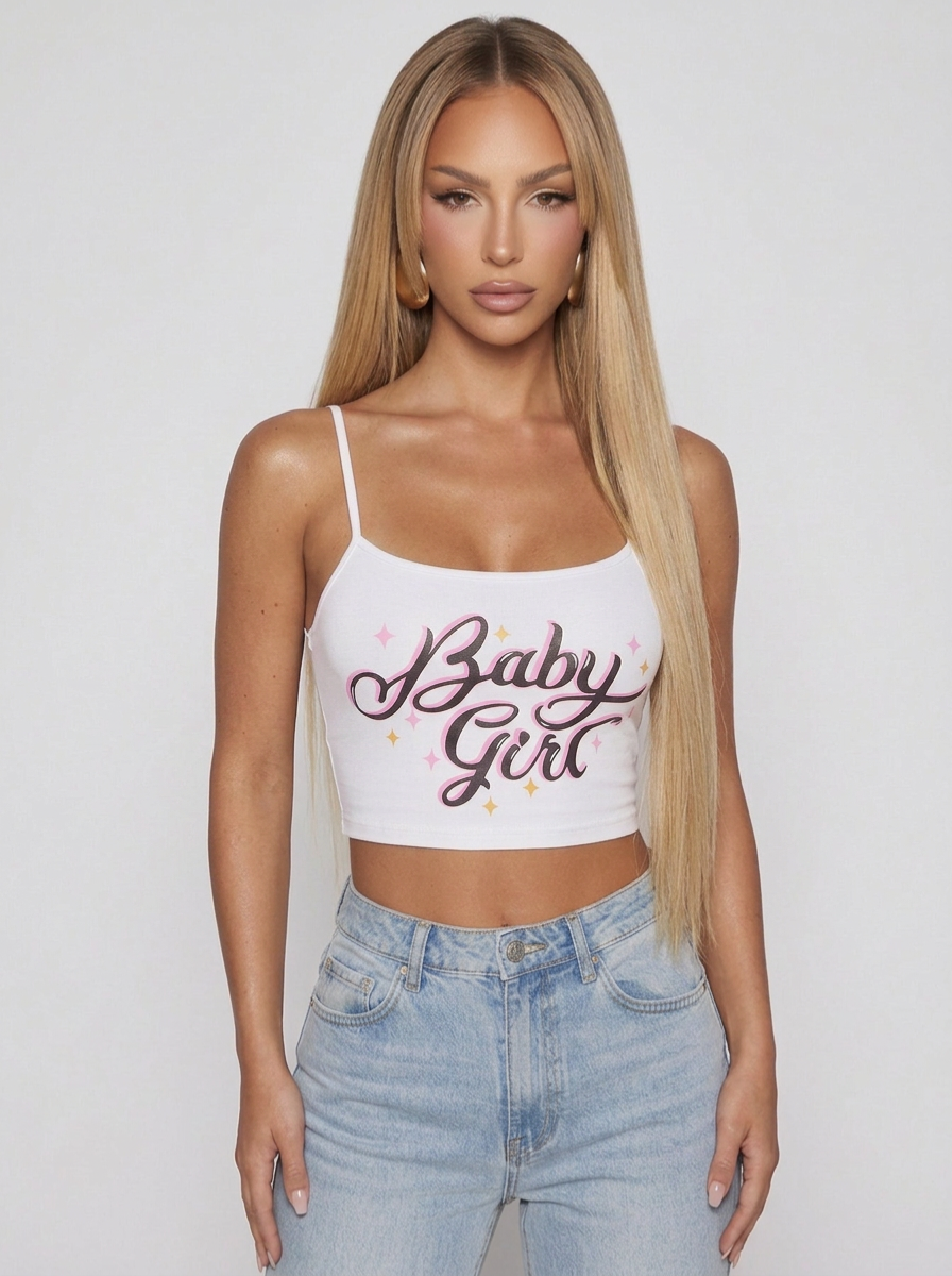 Sweet Baby Girl Starry Crop Tank Top For Women