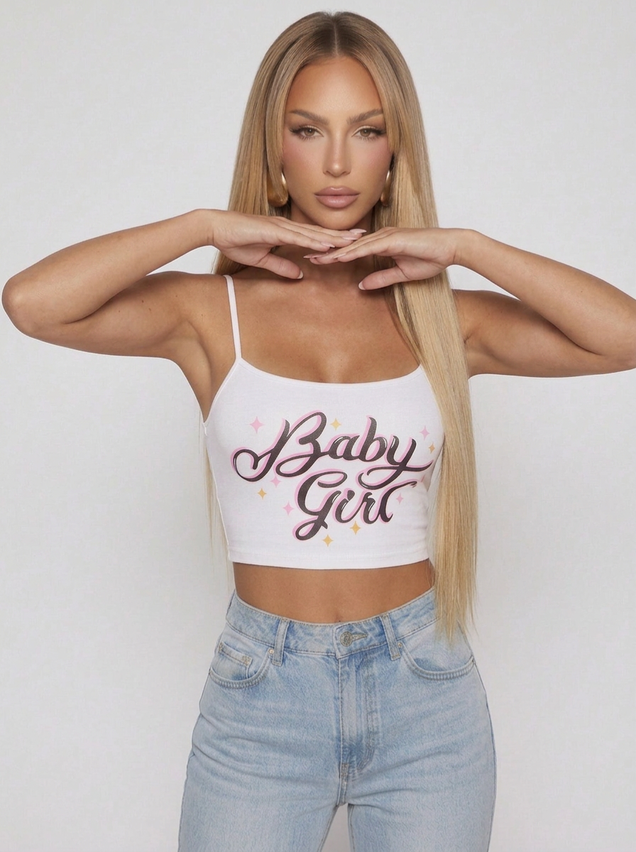 Sweet Baby Girl Starry Crop Tank Top For Women