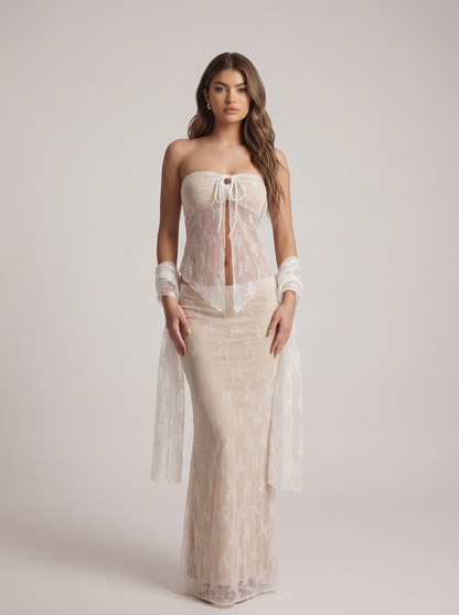 Knitted Tube Top See-Through Ladies Cardigan Top